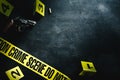 Crime scene with dramatic lighting