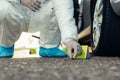 Crime scene investigation. Forensic Science -place of shooting. Royalty Free Stock Photo