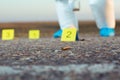 Crime scene investigation. Forensic Science -place of shooting. Royalty Free Stock Photo