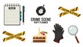 Crime Scene Investigation and Mystery Party Elements Set Royalty Free Stock Photo