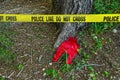 Crime scene: Police line do not cross tape Royalty Free Stock Photo