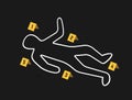 Crime scene with police tape flat icon. Vector Royalty Free Stock Photo