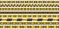 Crime scene ribbon. Warning danger caution tape, yellow police alert stripe border, forbidden boundary and restricted Royalty Free Stock Photo