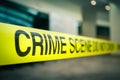 Crime scene tape of mysterious case in cenematic tone with copy Royalty Free Stock Photo