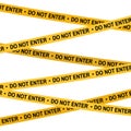 Crime scene yellow tape, police line Do Not Enter, Cross tape Royalty Free Stock Photo