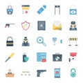 Crime and Security Color Isolated Vector Icons set that can be easily modified or edit. Royalty Free Stock Photo