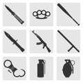 Crime and street weapons. Set of icons. Royalty Free Stock Photo