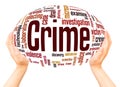 Crime word cloud hand sphere concept Royalty Free Stock Photo