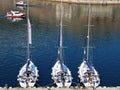 Crimea Balaklava three yachts at pier October 2019