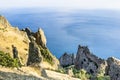 Crimea, extinct volcano Kara-Dag mountain reserve Royalty Free Stock Photo