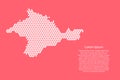 Crimea map abstract schematic from white triangles repeating pattern geometric on pink coral color background with nodes for