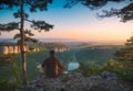 Crimea mountain valley in a light of sunrise Royalty Free Stock Photo