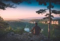 Crimea mountain valley in a light of sunrise. Instagram stylization