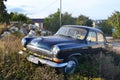 Crimea, Sevastopol, September 25, 2022. Retro Volga Pobeda blue car