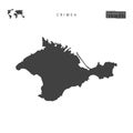 Crimea Vector Map Isolated on White Background. High-Detailed Black Silhouette Map of Crimea Peninsula