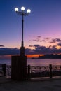 Crimean Black Sea embankment at sunset