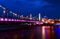 The Crimean bridge in Moscow at night.