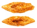 Crimean honey baklava on a white background, isolated. Top view