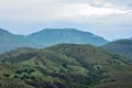 Crimean mountains with vineyards on a cloudy, rainy day Royalty Free Stock Photo