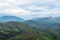 Crimean mountains with vineyards on a cloudy, rainy day Royalty Free Stock Photo