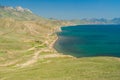 Crimean spring landscape near Karadag volcanic mountain range