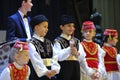 Crimean tartar children in native dresses performing native songs on stage