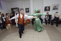 Crimean Tartar traditional wedding ceremony: groom dancing with bride