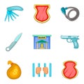 Criminal activity icons set, cartoon style Royalty Free Stock Photo