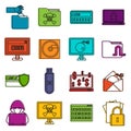 Criminal activity icons doodle set