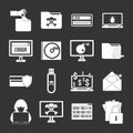 Criminal activity icons set grey vector