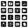 Criminal activity set icons, grunge style