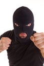 Criminal with balaclava pull any punches Royalty Free Stock Photo