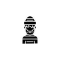 Criminal black icon concept. Criminal flat vector symbol, sign, illustration.