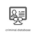 Criminal database icon. Trendy modern flat linear vector Criminal database icon on white background from thin line law and