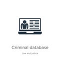 Criminal database icon vector. Trendy flat criminal database icon from law and justice collection isolated on white background. Royalty Free Stock Photo