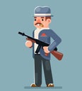 Criminal Gangster Submachine Gun Thug Character Icon Flat Design Vector Illustration Royalty Free Stock Photo