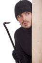 Criminal guy with crowbar Royalty Free Stock Photo