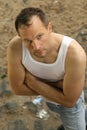 Criminal guy in undershirt Royalty Free Stock Photo