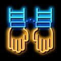 Criminal Hands In Irons neon glow icon illustration