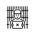 Black line icon for Criminal, convicted and jailbird