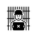 Black solid icon for Criminal, convicted and doomed