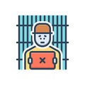 Color illustration icon for Criminal, convicted and jailbird