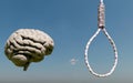 Criminal mind with hangman noose 3d rendering Royalty Free Stock Photo