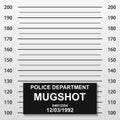 Criminal mug shot line. Police mugshot add a photo. Blank criminal police lineup with centimeter scale for photograph. Royalty Free Stock Photo