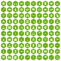 100 criminal offence icons hexagon green