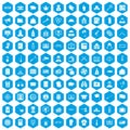 100 criminal offence icons set blue