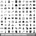 100 criminal offence icons set, simple style