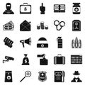 Criminal offence icons set, simple style