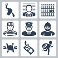 Criminal and prison icons set Royalty Free Stock Photo