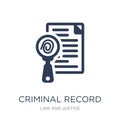 Criminal record icon. Trendy flat vector Criminal record icon on